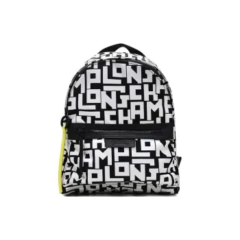 LONGCHAMP Le Pliage LGP Canvas Fabric Backpack Small Size Women's Black White