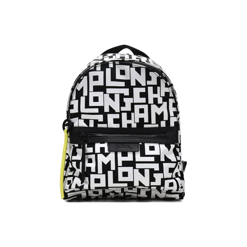 LONGCHAMP Le Pliage LGP Canvas Fabric Backpack Small Size Women's Black White-0