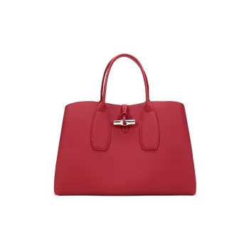 LONGCHAMP Roseau Cow Leather Handbag Large Size Women's Red