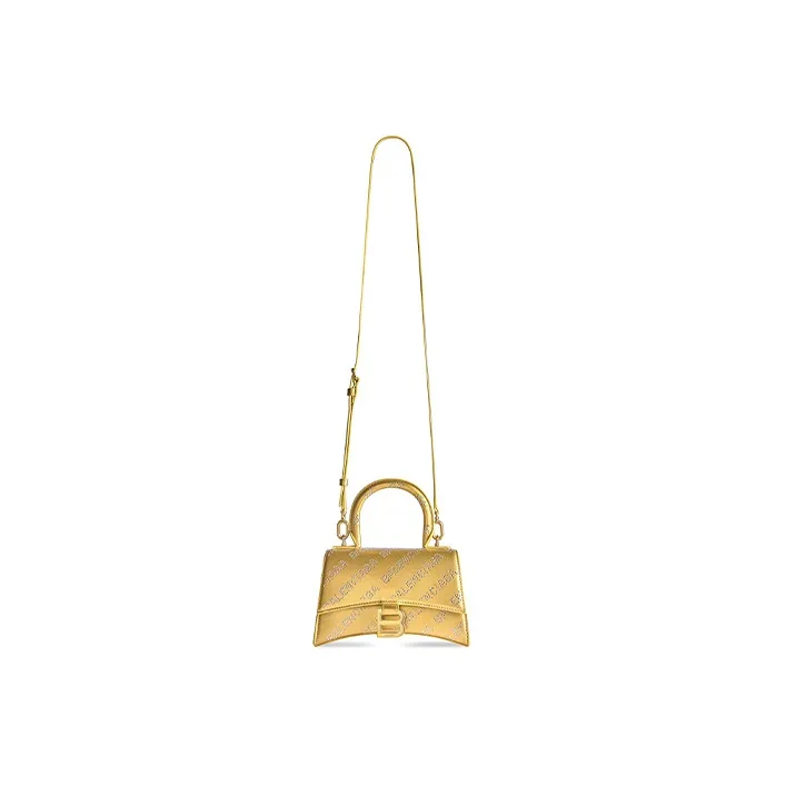 Balenciaga Hourglass Smooth Cow Leather Shoulder Bag Crossbody Bag Handbag Extra Small Women's Gold-1