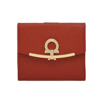 FERRAGAMO GANCINI Calfskin Wallet Women's Red