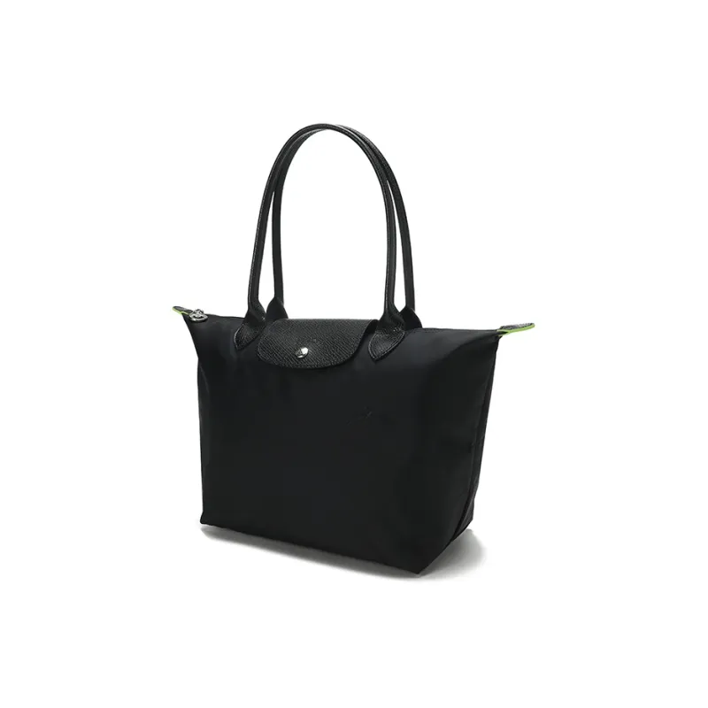 LONGCHAMP Le Pliage Green Eco Friendly Canvas With Leather Trim Dumpling Bag Handbag, Shoulder Bag Unisex Black-1