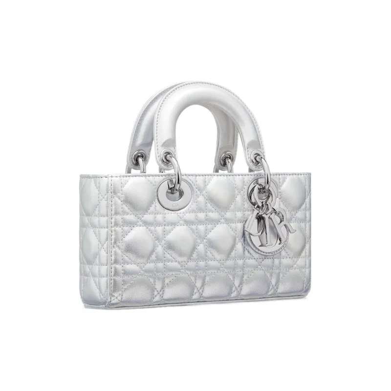 DIOR Lady D JOY Sheepskin Daisie Bag Shoulder Bag Crossbody Bag Handbag Small Size Women's Fluorescent Silver-2