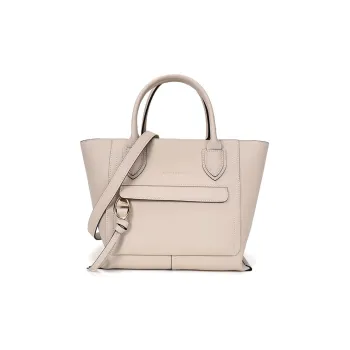 LONGCHAMP Grained Large Cow Leather Portable Crossbody Bag Shoulder Bag Medium Size Women's Pink White