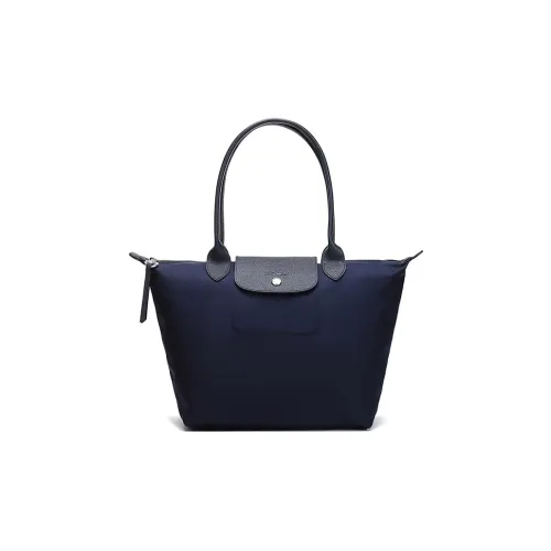 LONGCHAMP Le Pliage Cow Leather One Shoulder Handbags Medium Size Women's Navy