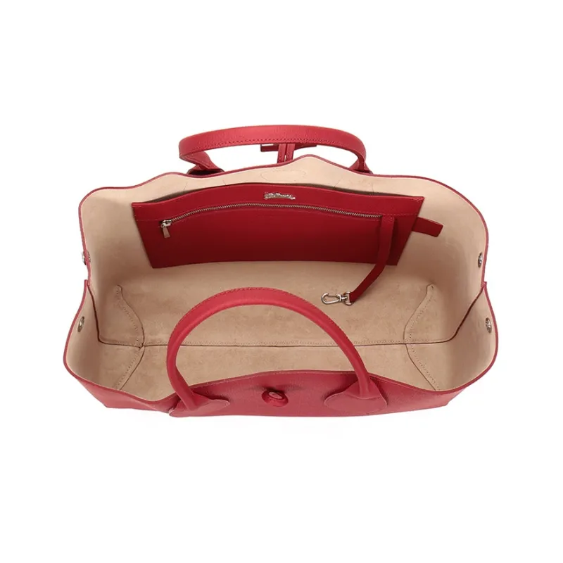 LONGCHAMP Roseau Cow Leather Handbag Large Size Women's Red-5