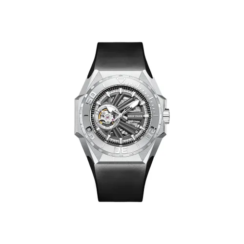 REEF TIGER Black Shark Collection Automatic Mechanical Movement Watch Men's Watches Cut Out Dial RGA6903 JBH