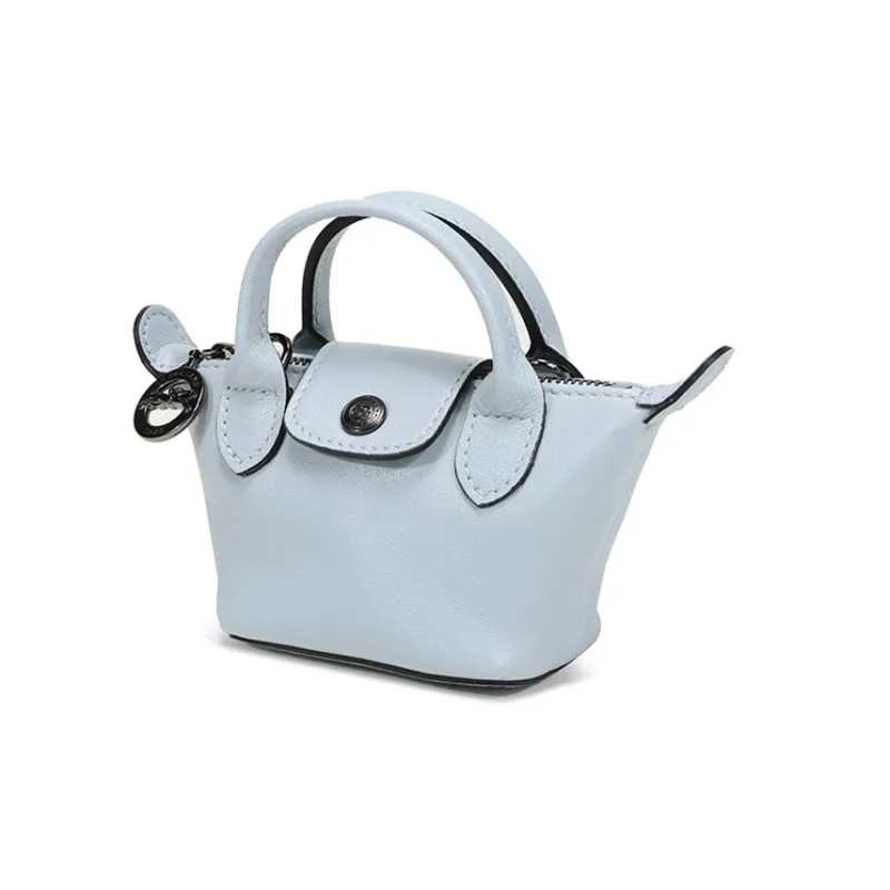 LONGCHAMP Le Pliage Cuir Sheepskin Dumpling Bag, Portable Crossbody Bag, Shoulder Bag Mini Women's Sky Blue-1