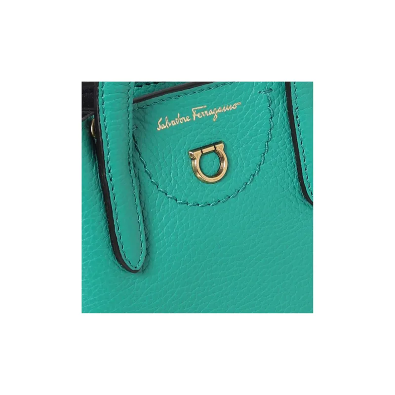 FERRAGAMO Calfskin Shoulder Bag, Crossbody Bag, Handbag Women's Green-3