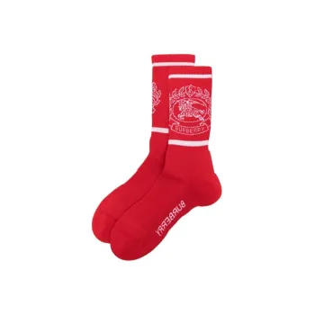 Burberry Intarsia Knit Logo Socks 'Red/White'