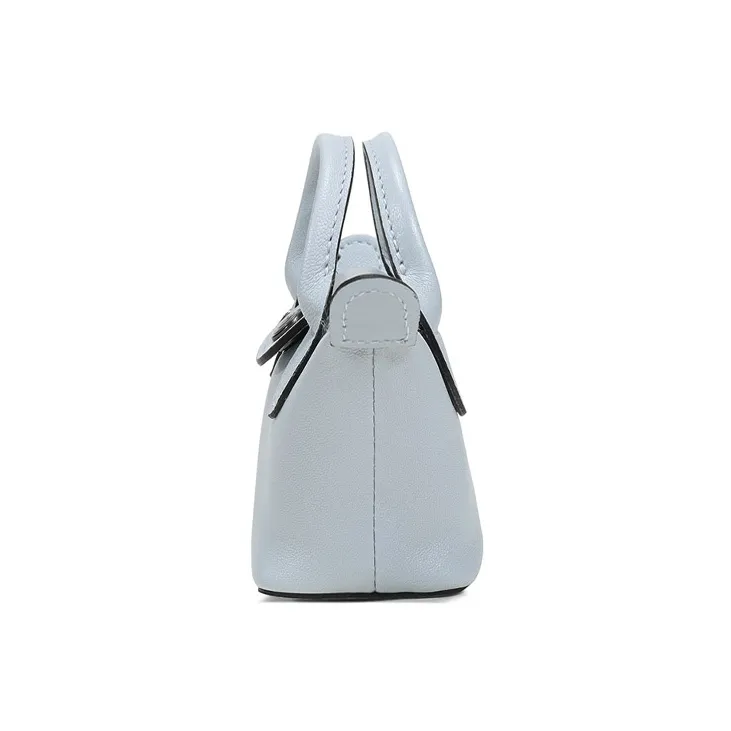 LONGCHAMP Le Pliage Cuir Sheepskin Dumpling Bag, Portable Crossbody Bag, Shoulder Bag Mini Women's Sky Blue-3