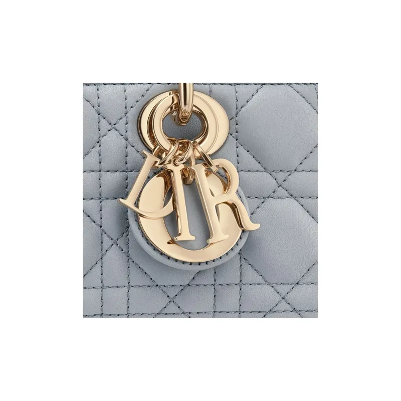 DIOR Lady D-JOY Sheepskin Daisie Bag Shoulder Bag Crossbody Bag Handbag Small Size Women's Gray-6