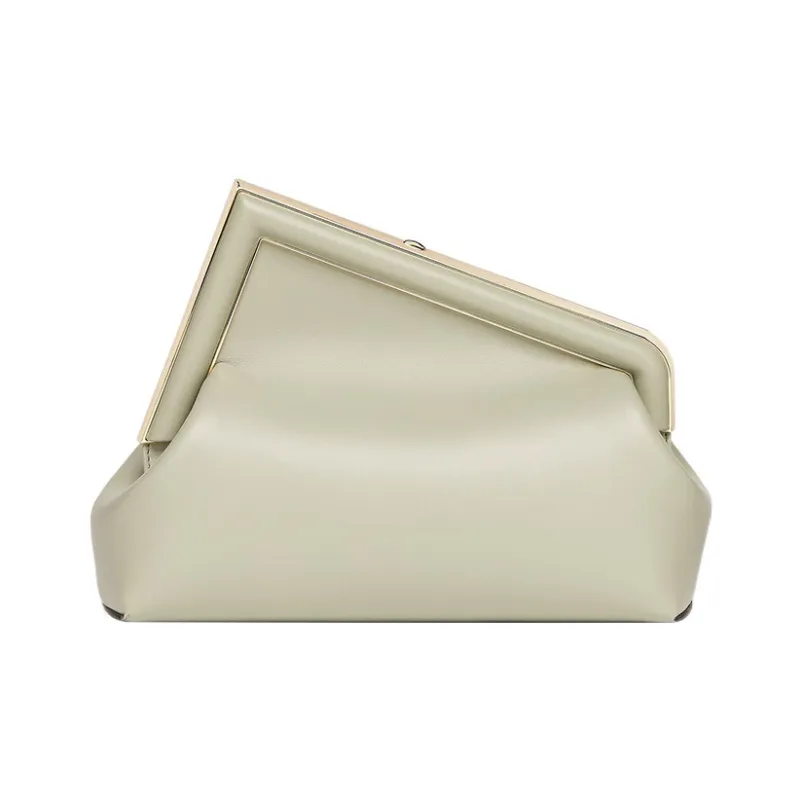 FENDI Lambskin One Shoulder Crossbody Clutch Women's Light Green-2