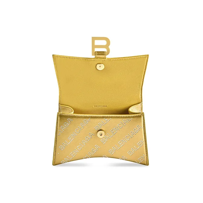 Balenciaga Hourglass Smooth Cow Leather Shoulder Bag Crossbody Bag Handbag Extra Small Women's Gold-5