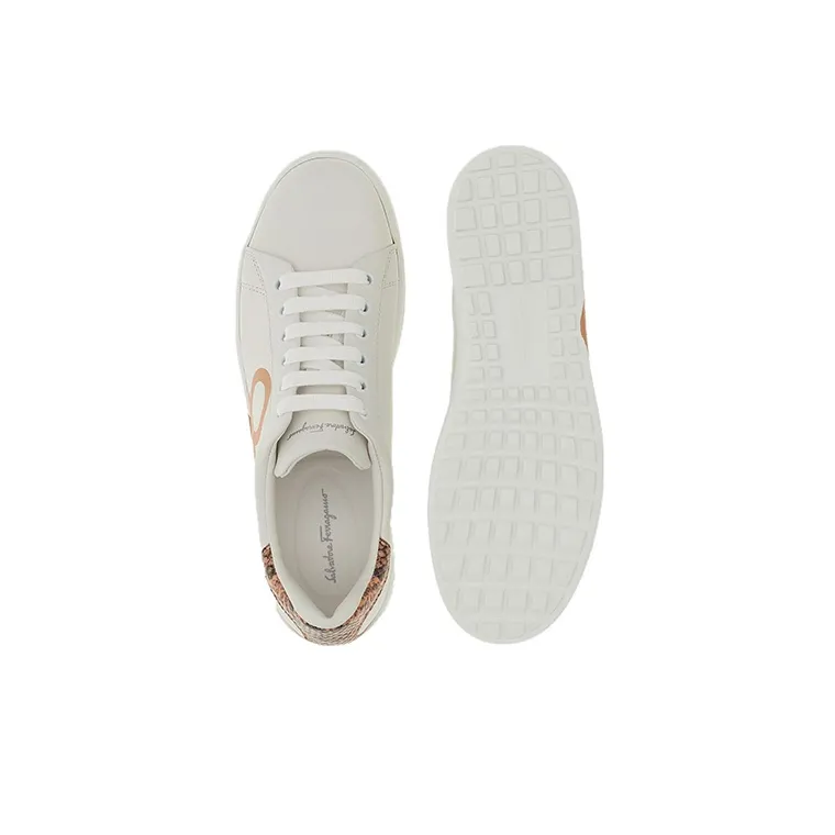 FERRAGAMO Stylish Skateboarding Shoes Women's White Beige-4