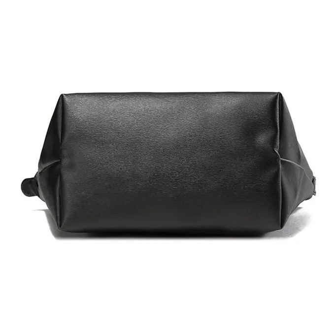 LONGCHAMP Le Pliage Cow Leather Canvas Handbag Trumpets Women's Black-4