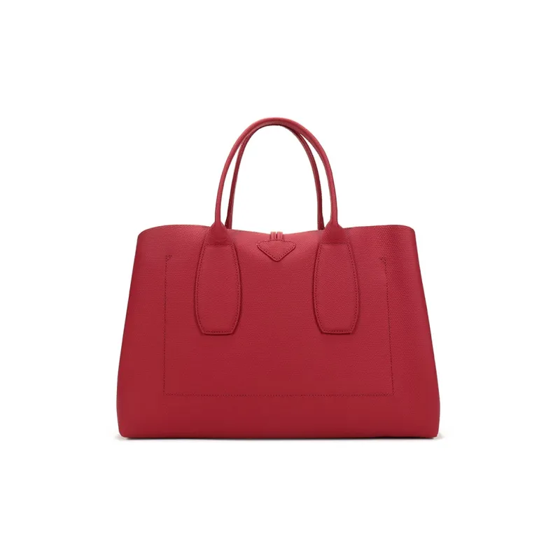 LONGCHAMP Roseau Cow Leather Handbag Large Size Women's Red-2