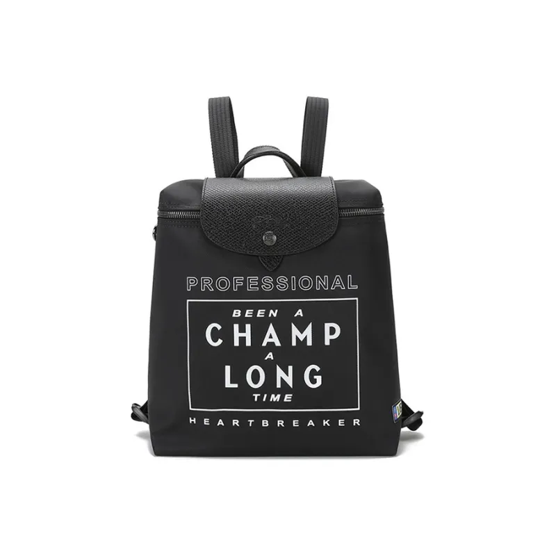 LONGCHAMP Le Pliage Cow Leather Backpack Medium Size Women's Black-0