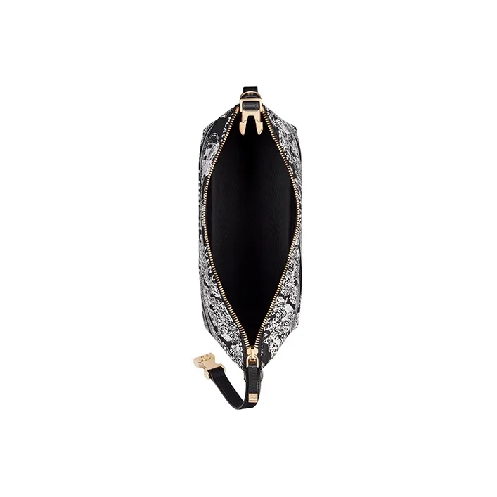 DIOR DiorTravel Embroidery Clutch Medium Size Women's Black/White-3