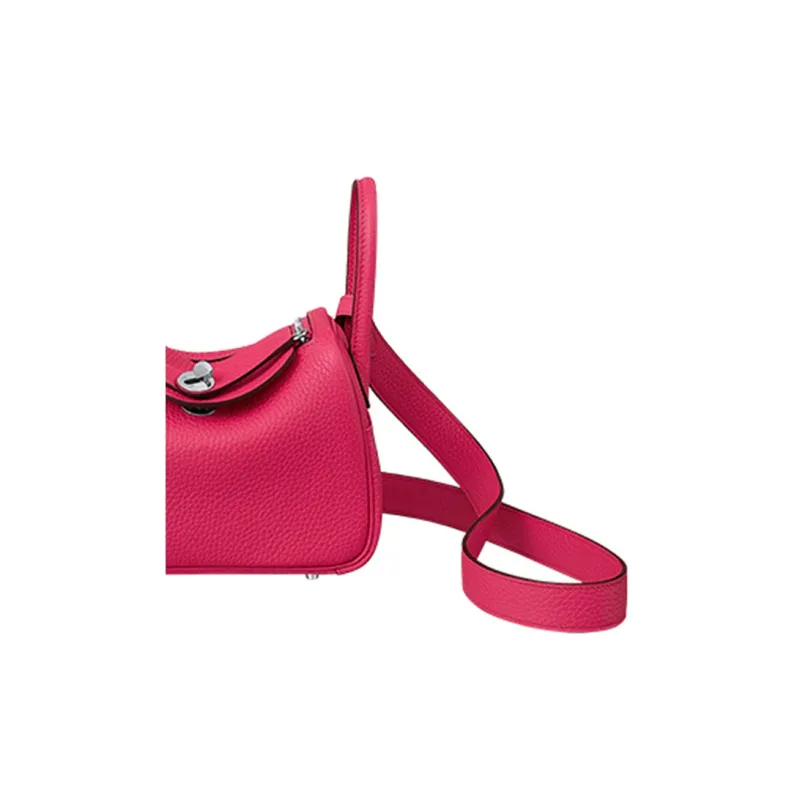 HERMES Clemence Bullock Leather Handbag Shoulder Bag Crossbody Bag Mini Women's I6 Rose Extreme Extreme Pink-3