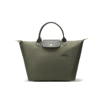 LONGCHAMP Le Pliage Green Canvas Bag Dumpling Bag Totes Handbags Medium Size Women's Forest Color