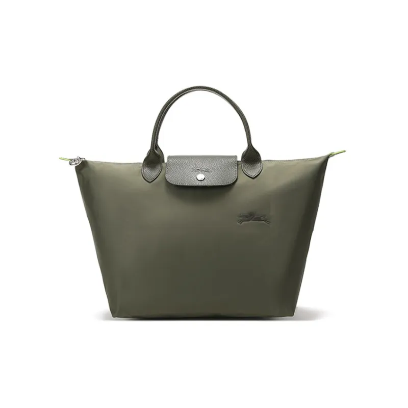 LONGCHAMP Le Pliage Green Canvas Bag Dumpling Bag Totes Handbags Medium Size Women's Forest Color-0