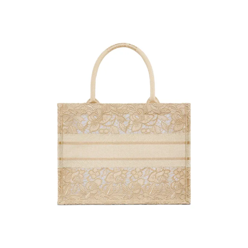 DIOR BookTote Embroidery Tote Bag Shopping Bag Handbag Medium Size Women's Gold-2