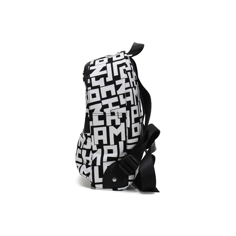 LONGCHAMP Le Pliage LGP Canvas Fabric Backpack Small Size Women's Black White-2