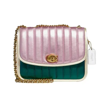 COACH Madison Leather Handbag, Shoulder Bag Women's Pink & Green