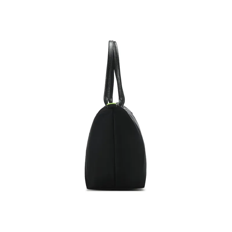 LONGCHAMP Le Pliage Green Eco Friendly Canvas With Leather Trim Dumpling Bag Handbag, Shoulder Bag Unisex Black-3