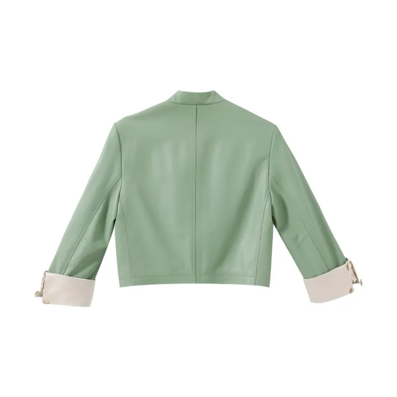 YUMOMO STAR Leather Jackets Women's Cloud Stone Green-1