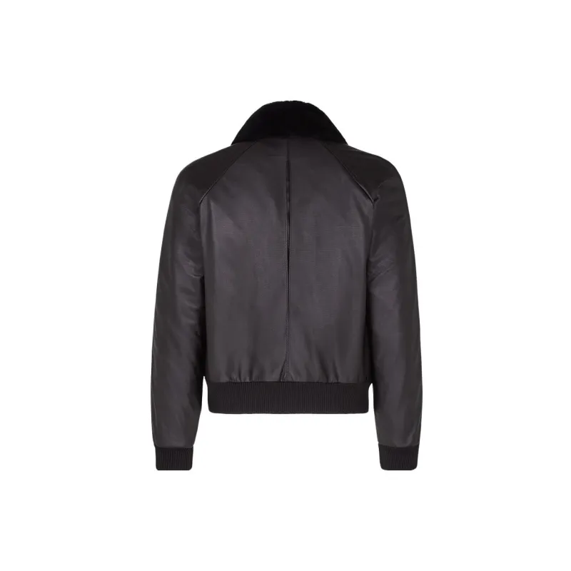 FENDI Leather Jackets Men Black-1