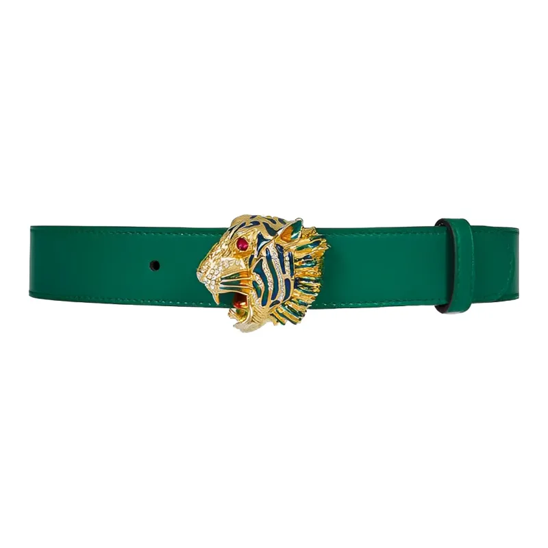 GUCCI Leather Belts Men Green-0