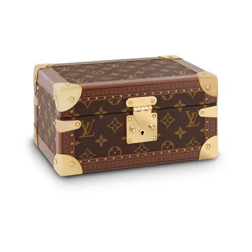LOUIS VUITTON Leather Storage Boxes Unisex Brown/Blue