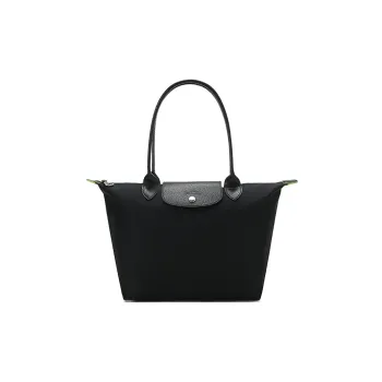 LONGCHAMP Le Pliage Green Eco Friendly Canvas With Leather Trim Dumpling Bag Handbag, Shoulder Bag Unisex Black