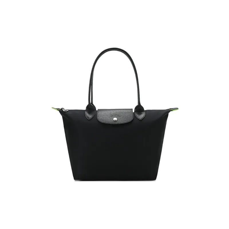 LONGCHAMP Le Pliage Green Eco Friendly Canvas With Leather Trim Dumpling Bag Handbag, Shoulder Bag Unisex Black-0