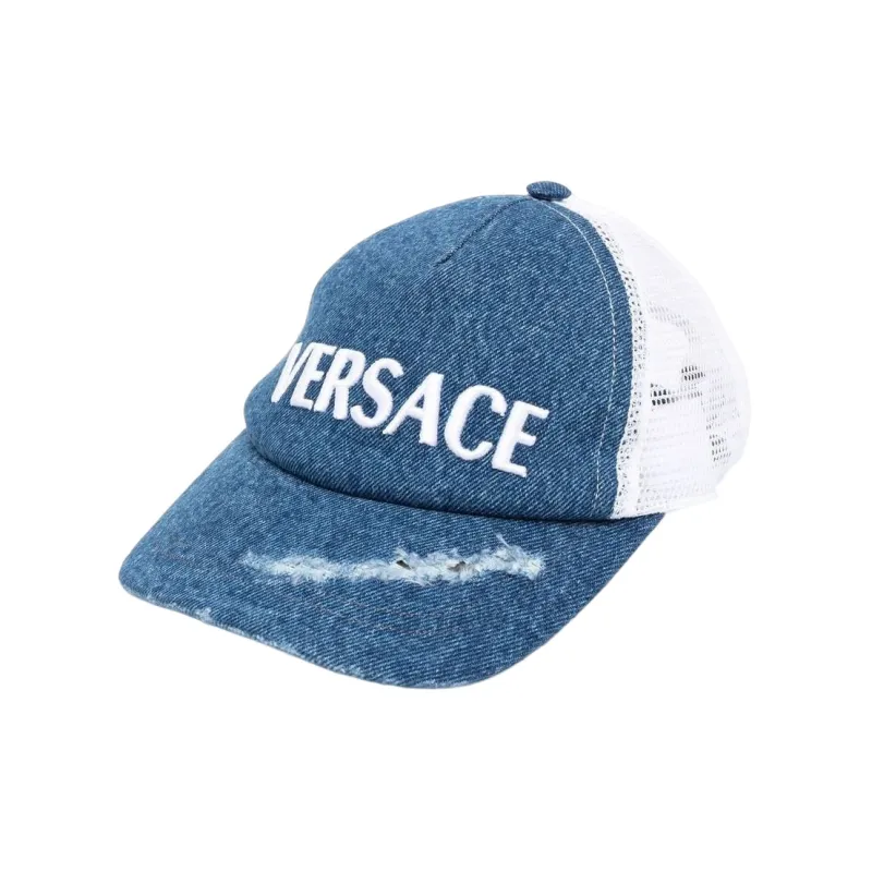VERSACE Kids Distressed Denim Baseball Cap-0