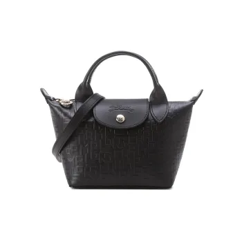 LONGCHAMP Le Pliage Cuir Cow Leather Dumpling Bag Crossbody Bag Handbag Extra Small Women's Black