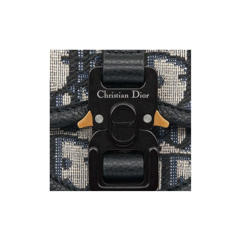 DIOR Oblique Printed Fabric Clutch Coin Purse Men's Beige & Black-3