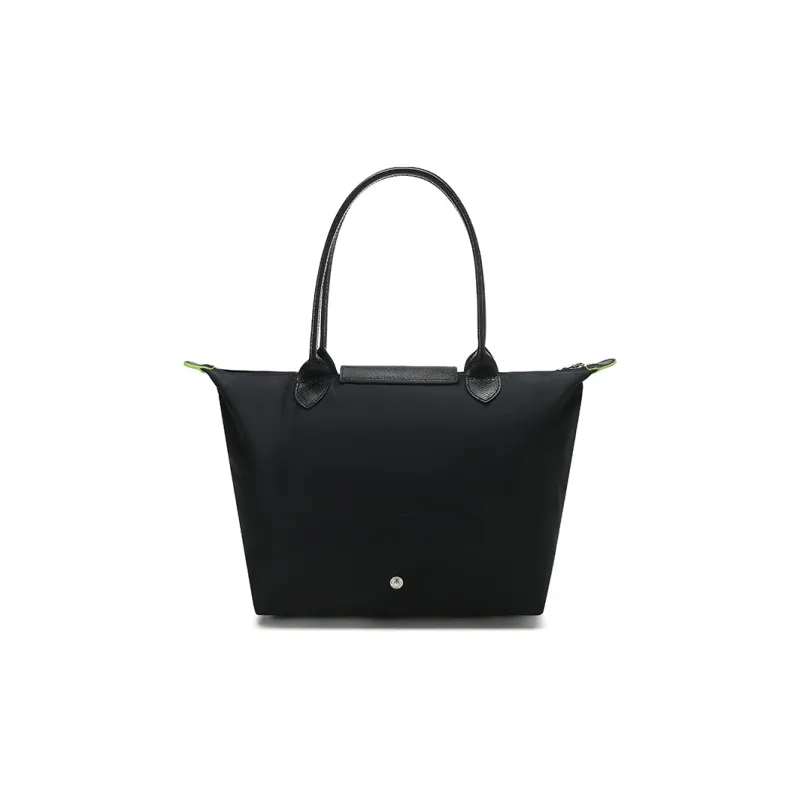 LONGCHAMP Le Pliage Green Eco Friendly Canvas With Leather Trim Dumpling Bag Handbag, Shoulder Bag Unisex Black-2