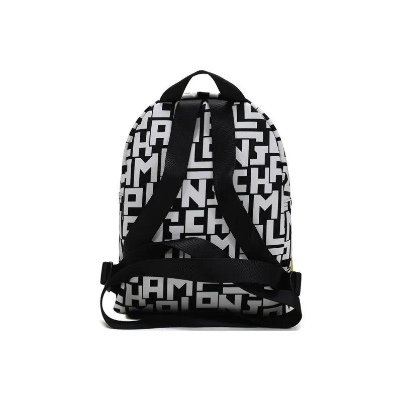 LONGCHAMP Le Pliage LGP Canvas Fabric Backpack Small Size Women's Black White-3