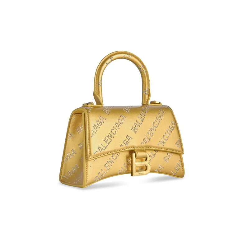 Balenciaga Hourglass Smooth Cow Leather Shoulder Bag Crossbody Bag Handbag Extra Small Women's Gold-2