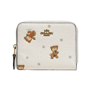 COACH Zip Around Pebbled Leather Card Holder Wallet Regular Women's Elephant Gray