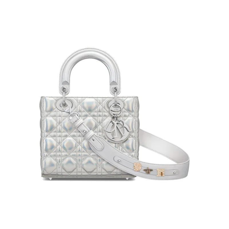 DIOR Lady DiorMy ABCDior Sheepskin Daisie Bag Shoulder Bag Crossbody Bag Handbag Small Size Women's Fluorescent Silver-0