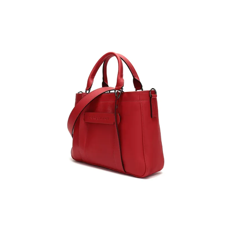 LONGCHAMP 3D Cow Leather Tote Bag Shopping Bag Portable Crossbody Bag Shoulder Bag Small Size Women's Vermilion-1