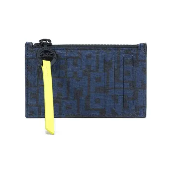 LONGCHAMP Cow Leather Wallet Card Clip Card Holder Women's Marine Blue