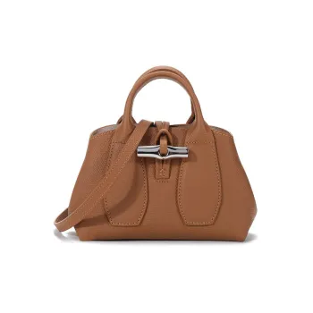 LONGCHAMP Roseau Cow Leather Big Bag, One Shoulder Handbag Mini Women's Brown