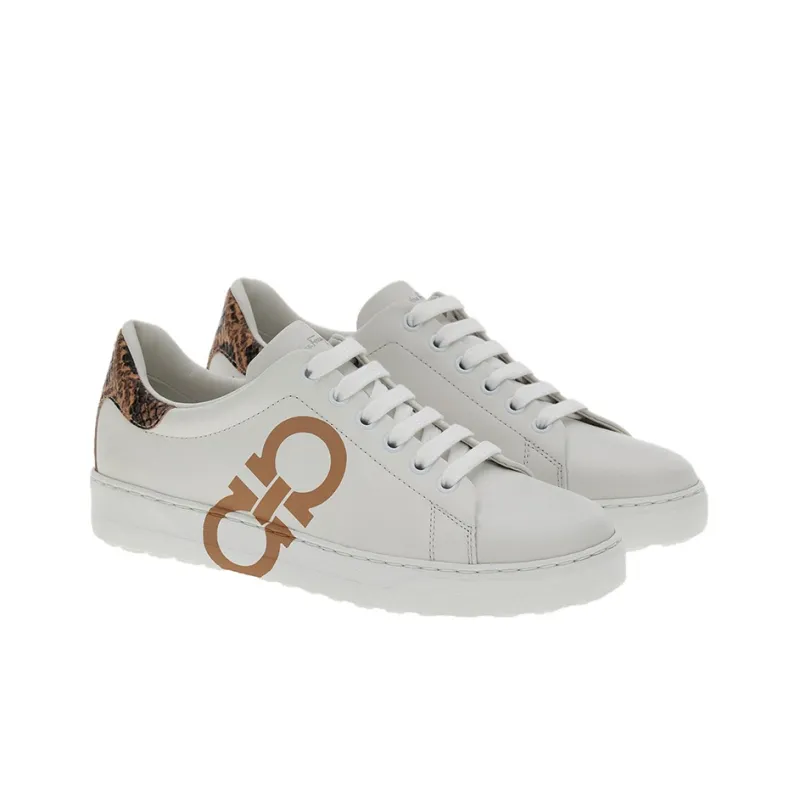 FERRAGAMO Stylish Skateboarding Shoes Women's White Beige-1