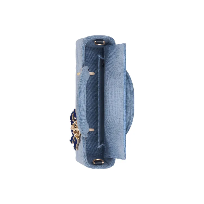 DIOR Lady D JOY Denim Fabric Lady Dior Bag Shoulder Bag Crossbody Bag Handbag Small Size Women's Blue-3