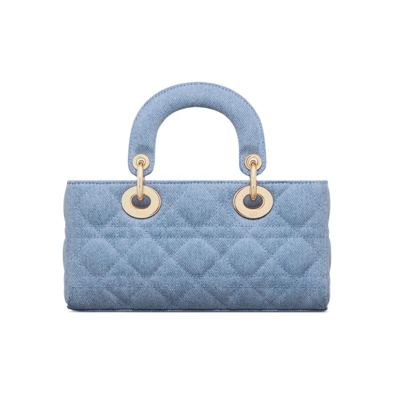 DIOR Lady D JOY Denim Fabric Lady Dior Bag Shoulder Bag Crossbody Bag Handbag Small Size Women's Blue-2